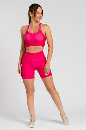 Bermuda Estampa Lisa Rosa Neon