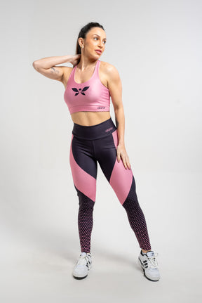 Legging Estampa Localizada Preta Poá Rosa