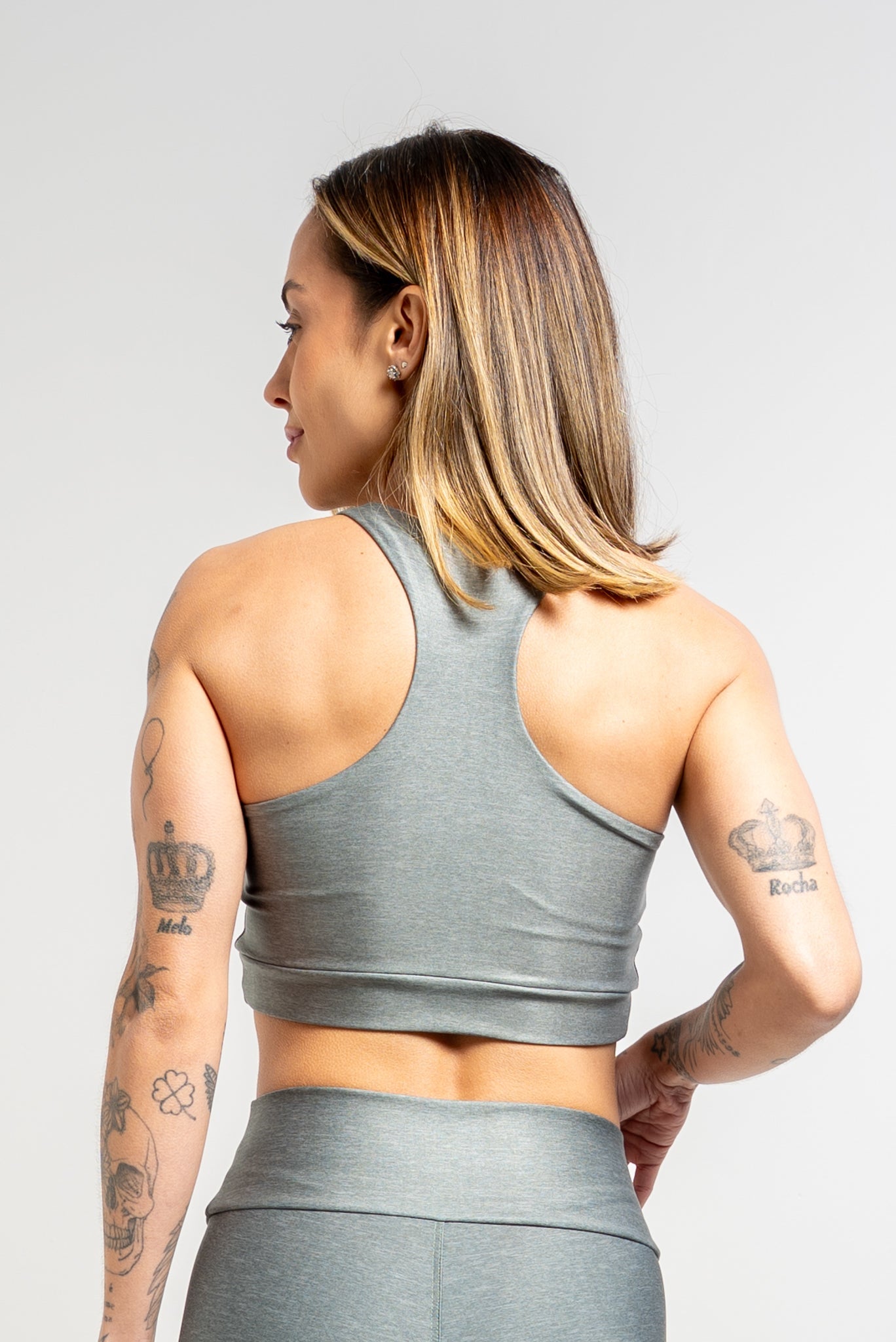 Top Nadador Mescla Verde Escuro