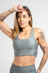 Top Nadador Mescla Verde Escuro