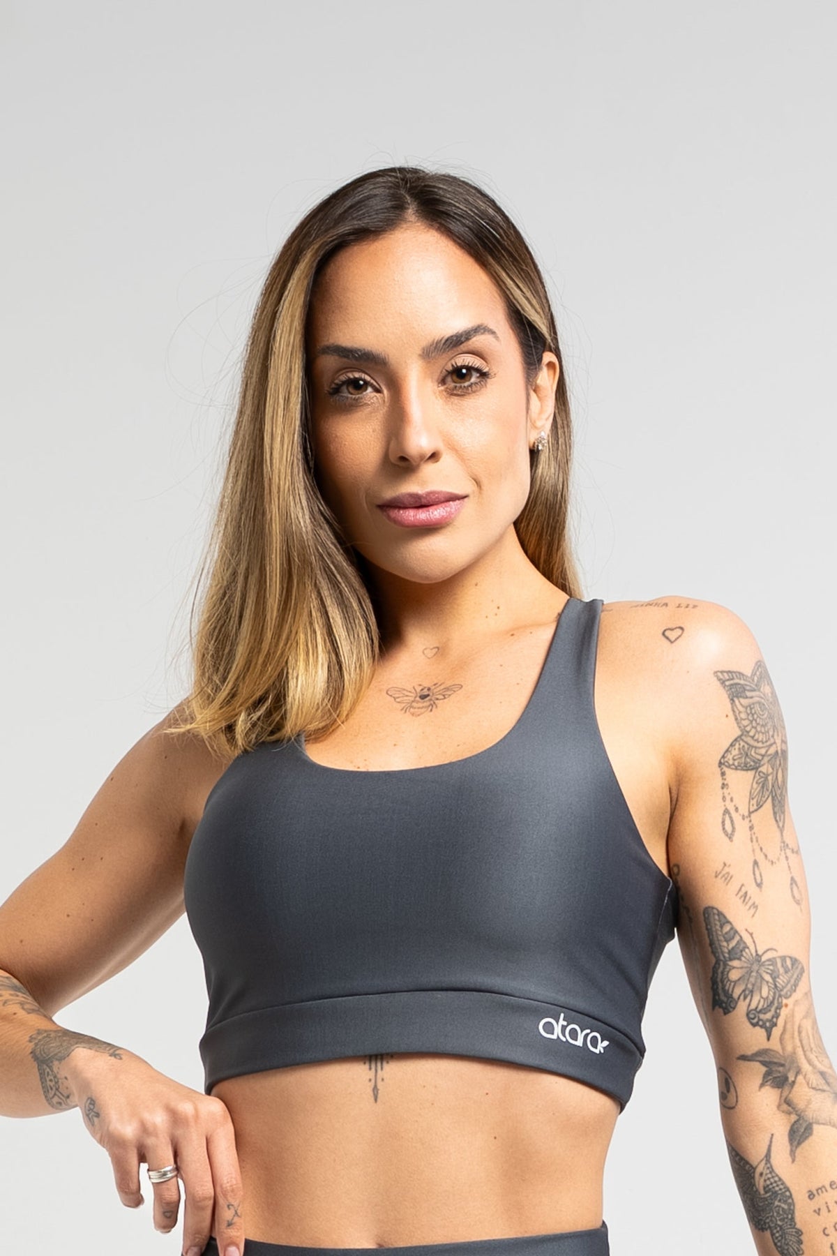 Top Nadador Básico Liso Chumbo