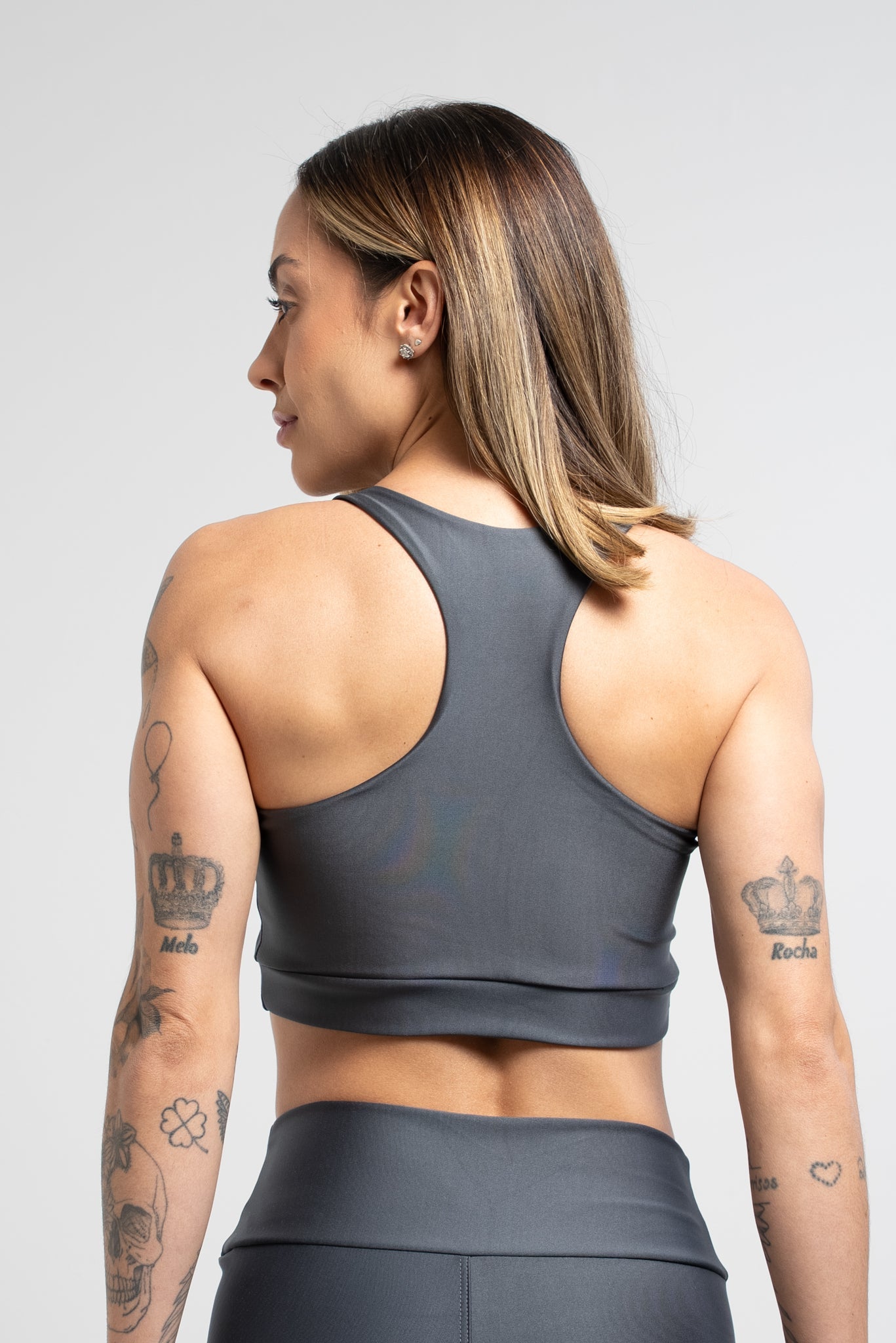 Top Nadador Básico Liso Chumbo